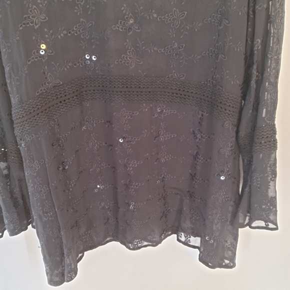 ULLA POPKEN EMBROIDERED SEQUINED SEMI SHEER BLOUSE 16/18 - Picture 4 of 9